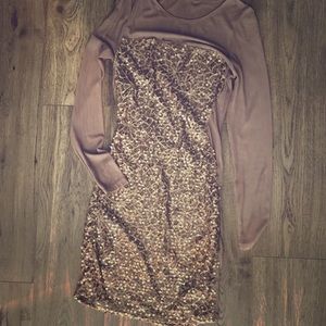 Sequin mesh back dress.